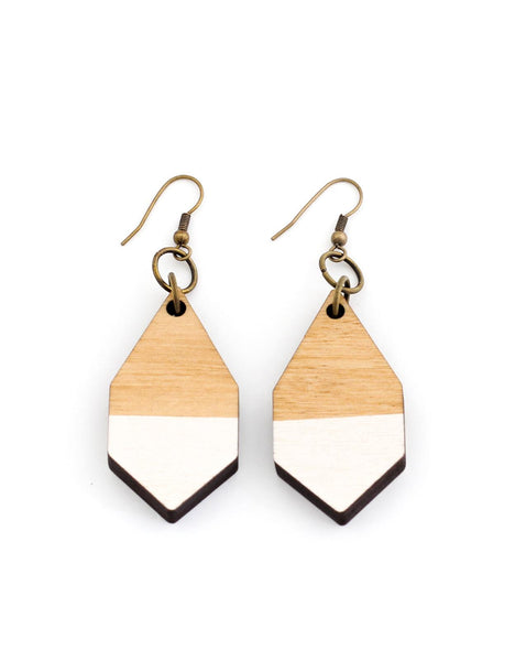 DIAMANTE earrings in light wood and white - MOIMOI accessories