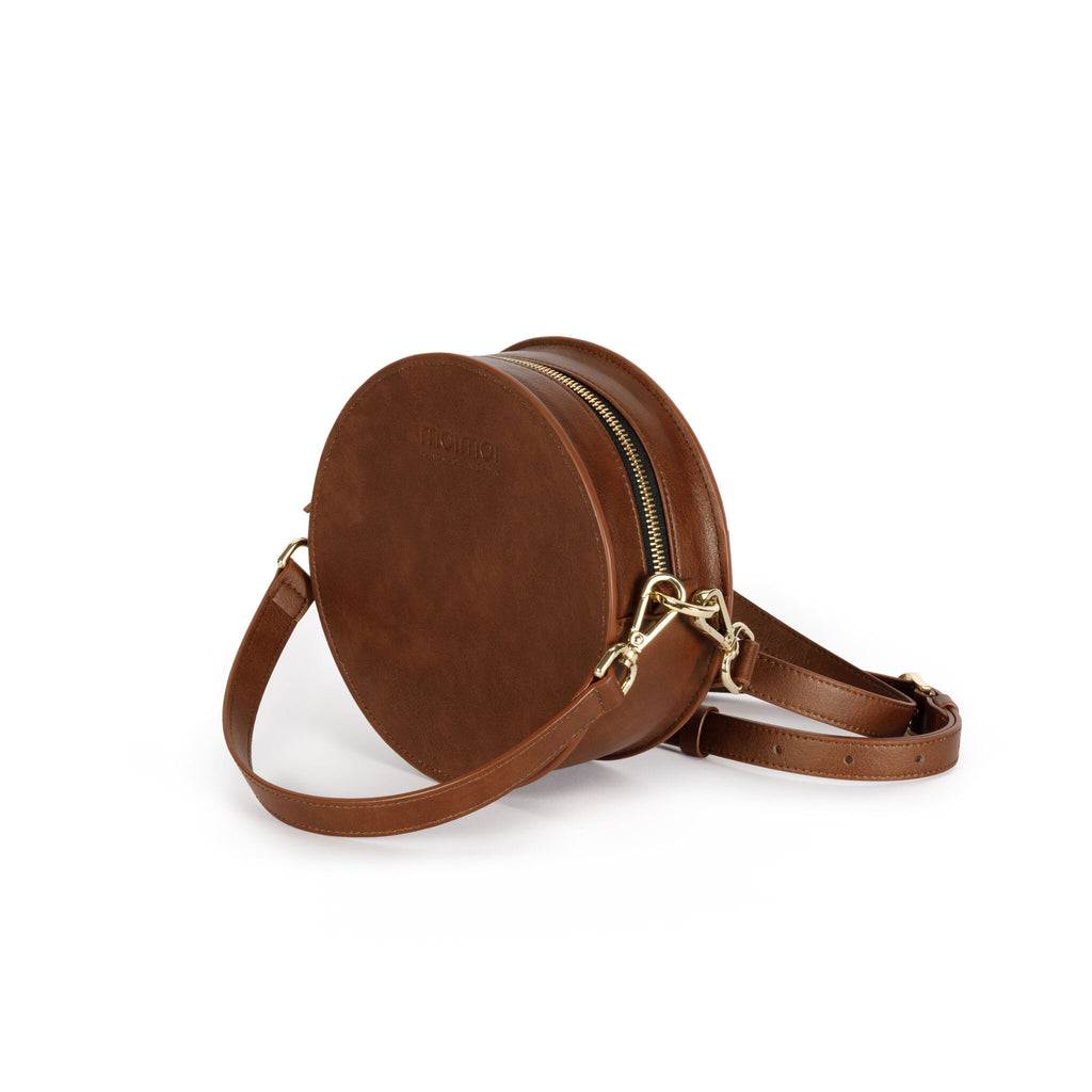 VEGAN BOMBOM round handbag in brown – MOIMOI accessories