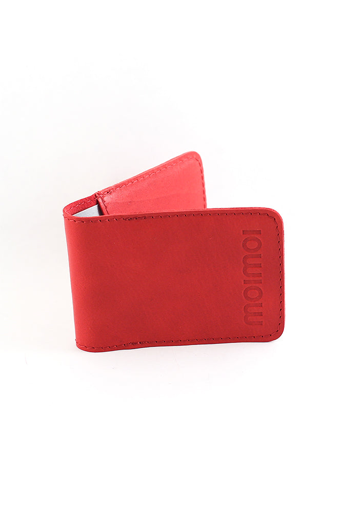 PETTERI leather card wallet in red - MOIMOI accessories