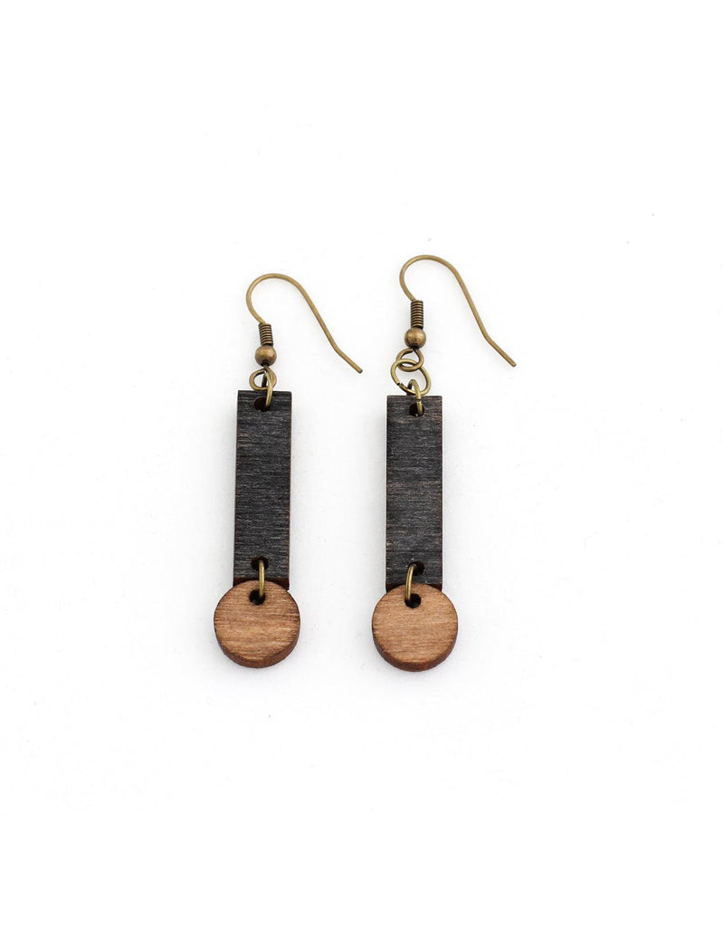 CERILLA earrings in black and dark wood - MOIMOI accessories