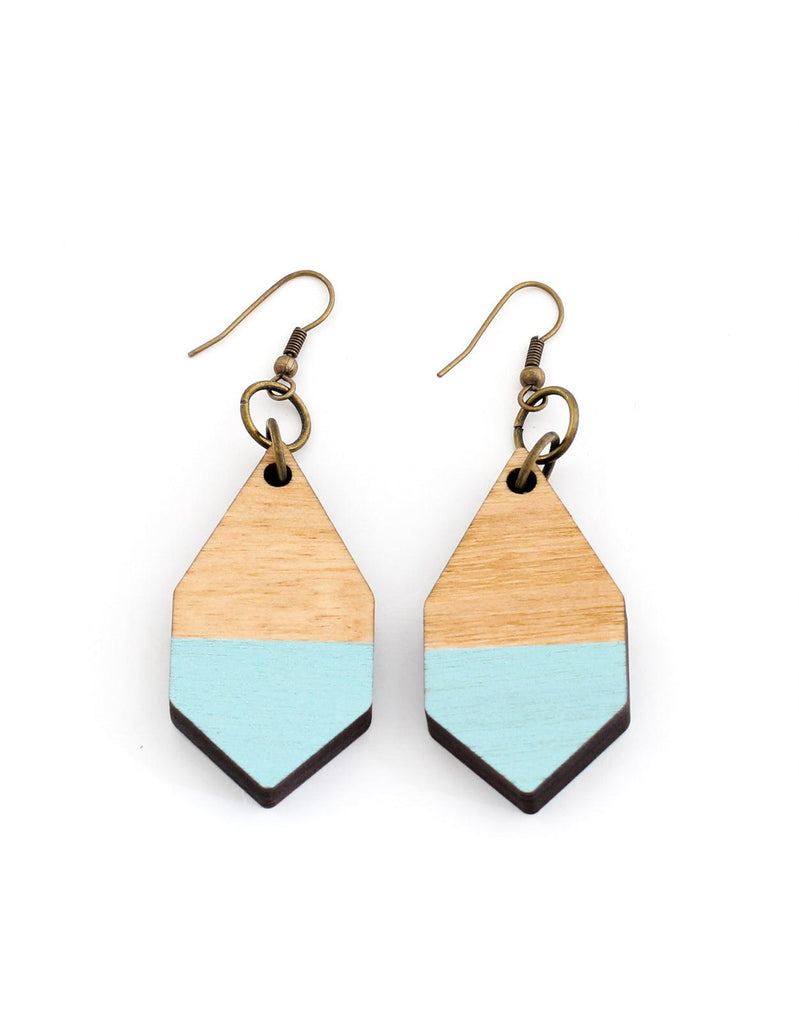 DIAMANTE earrings in light wood and baby blue - MOIMOI accessories