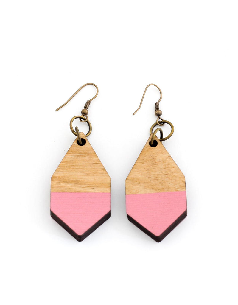 DIAMANTE earrings in light wood and pink - MOIMOI accessories