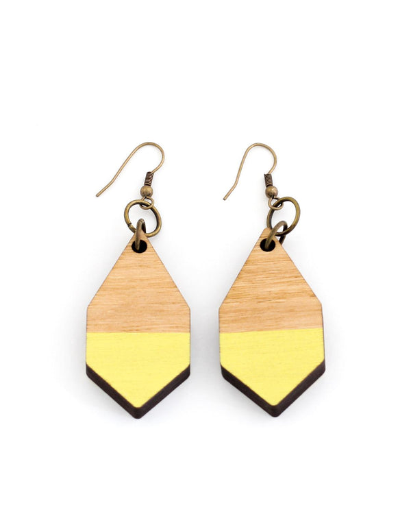 DIAMANTE earrings in light wood and yellow - MOIMOI accessories