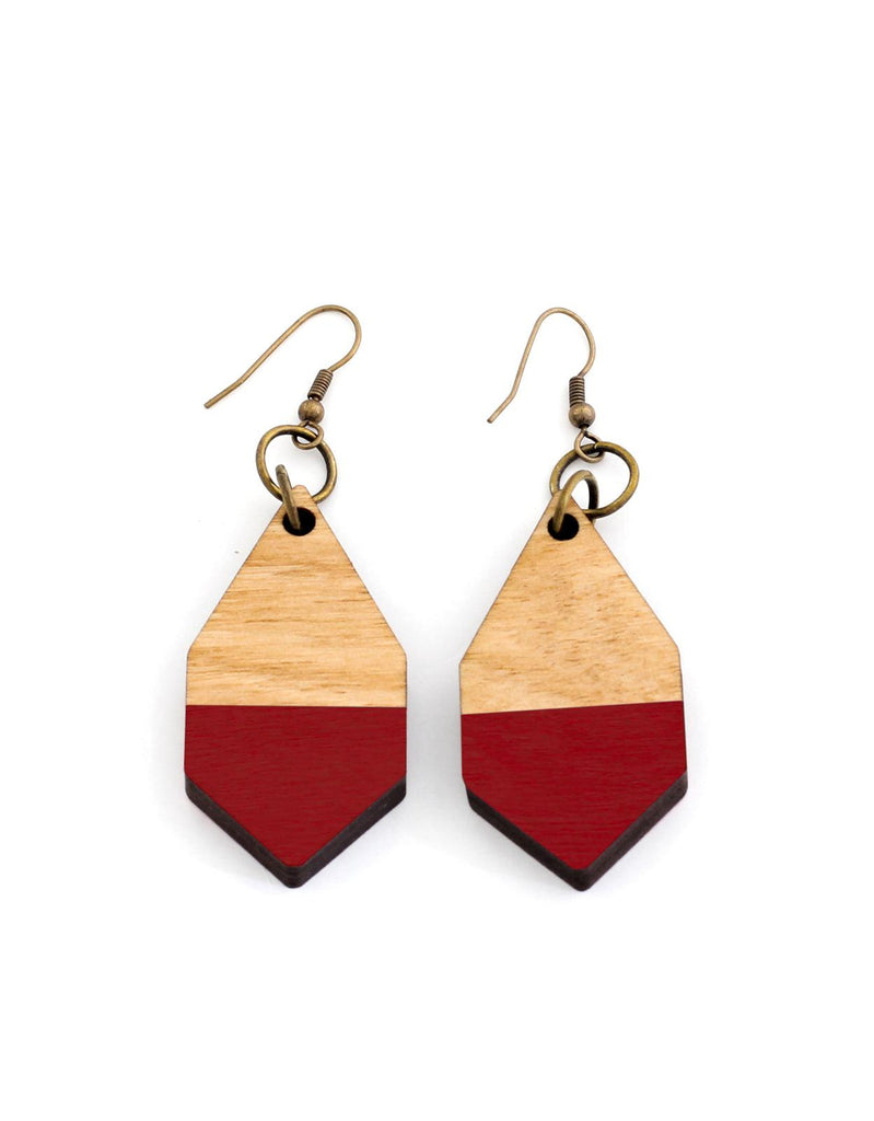 DIAMANTE earrings in light wood and red - MOIMOI accessories